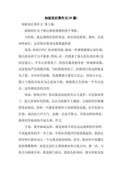 新整理知耻而后勇作文(20篇)