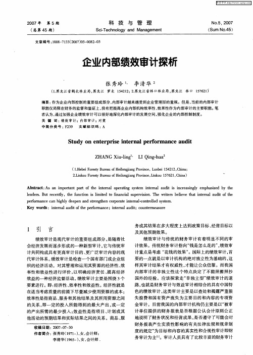 企业内部绩效审计探析