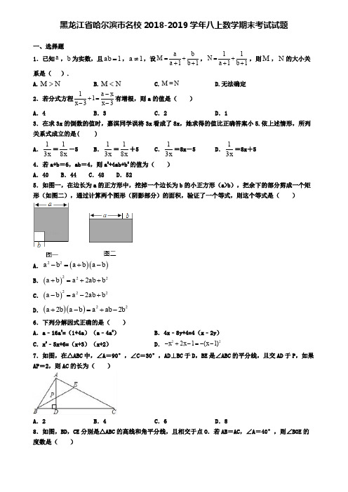 黑龙江省哈尔滨市名校2018-2019学年八上数学期末考试试题