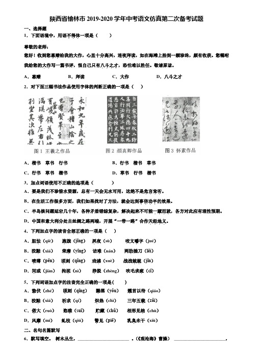 陕西省榆林市2019-2020学年中考语文仿真第二次备考试题含解析