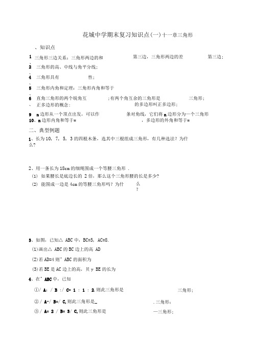 期末复习知识点(一)十一章三角形