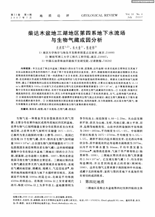 柴达木盆地三湖地区第四系地下水流场与生物气藏成因分析