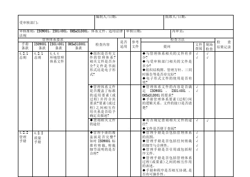 三体系内审检查表