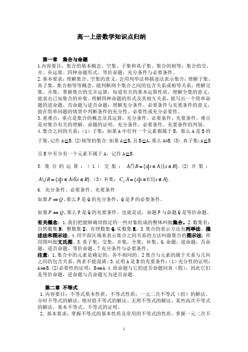 (完整版)高一上册数学(沪教版)知识点归纳