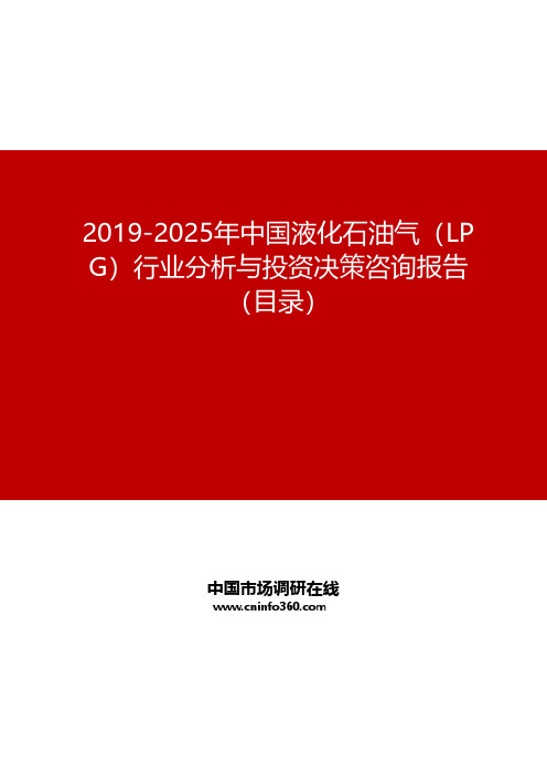2019-2025年中国液化石油气(LPG)行业分析与投资决策咨询报告