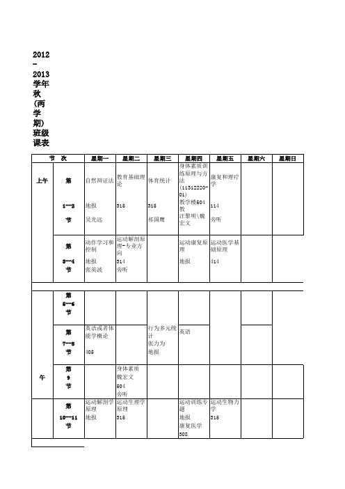 北京体育大学研究生课程表秋季