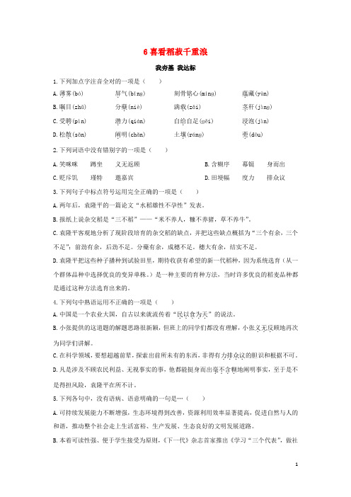 高中语文 6喜看稻菽千重浪自我小测 粤教版必修5