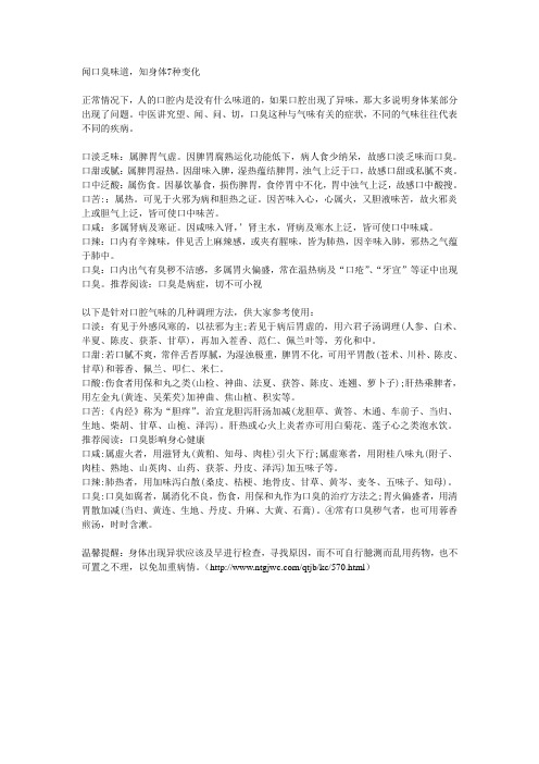 闻口臭味道,知身体7种变化