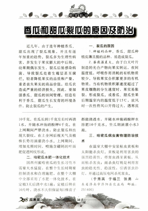 香瓜和甜瓜裂瓜的原因及防治