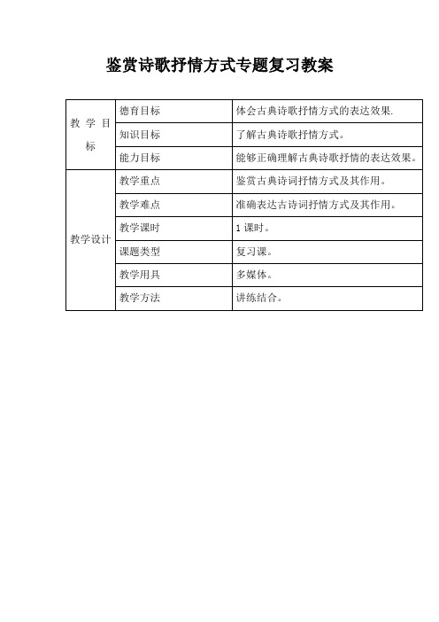 鉴赏诗歌抒情方式专题复习教案