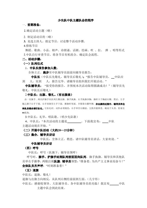 中队主题队会程序(步骤)