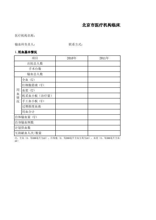 临床用血情况检查表