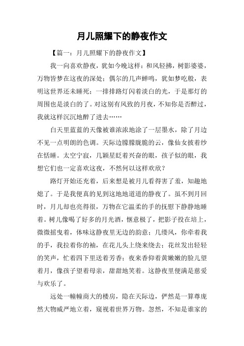 月儿照耀下的静夜作文