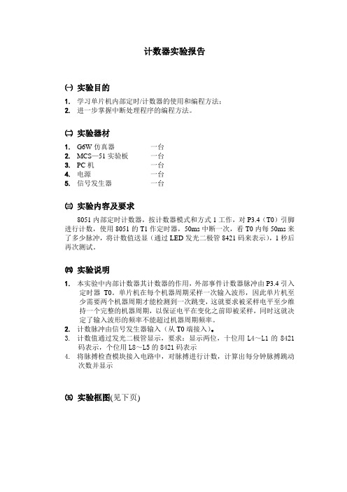 单片机计数器实验报告
