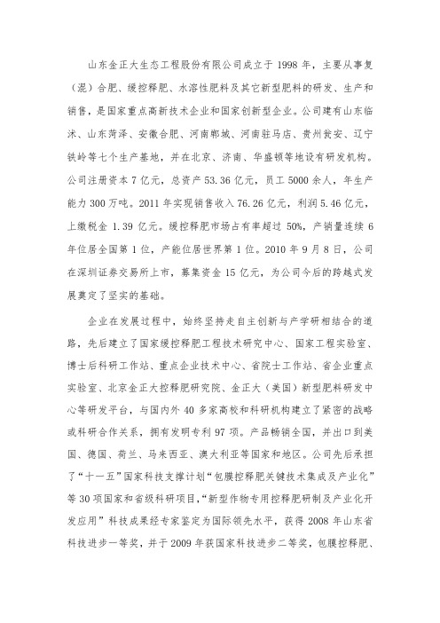金正大公司简介
