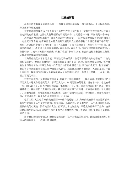 高中自命题作文《双曲线断想》