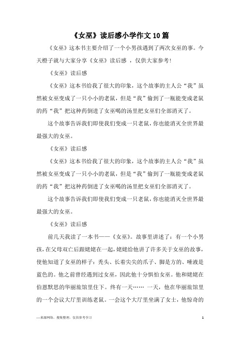 《女巫》读后感小学作文10篇