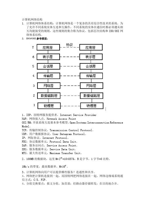 国家电网-通信类复习-计算机网络