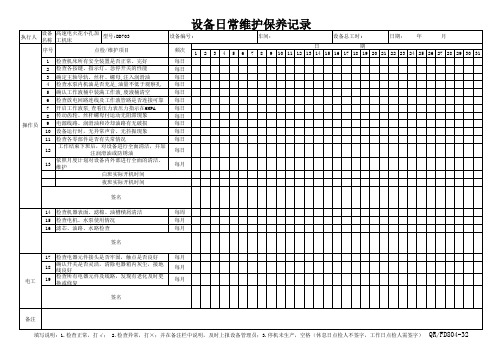 设备日常维护保养记录