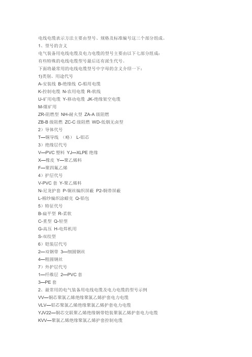 电缆型号大全