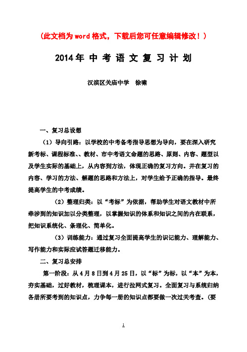 2017年中考语文复习教案(人教版)