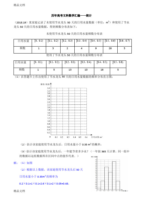 最新历年高考文科数学汇编统计