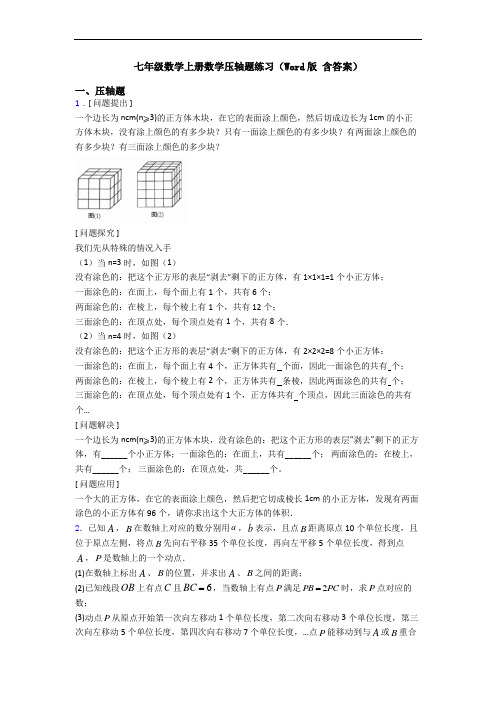 七年级数学上册数学压轴题练习(Word版 含答案)