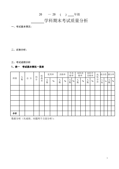 年级质量分析电子表
