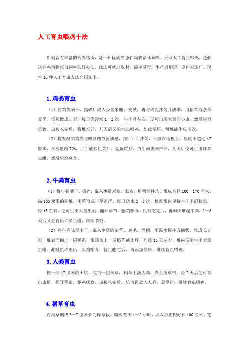 人工育虫喂鸡十法