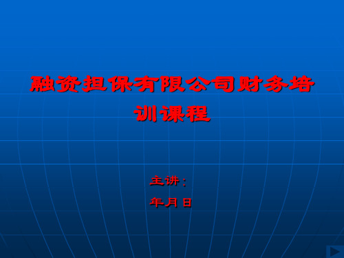 融资担保有限公司财务培训课程课件