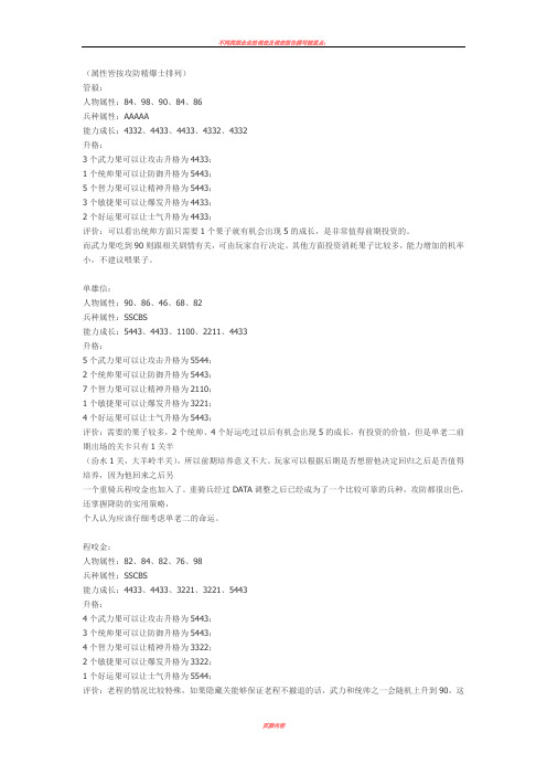 兴唐传·瓦岗山异闻录人物养成计划