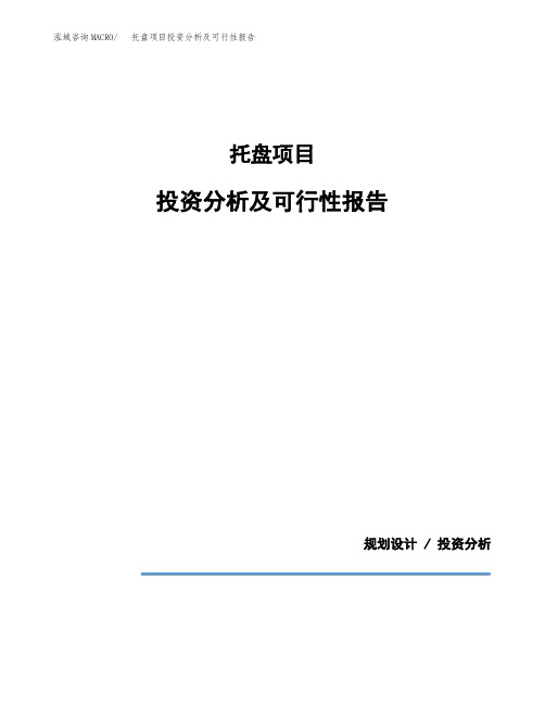 托盘项目投资分析及可行性报告