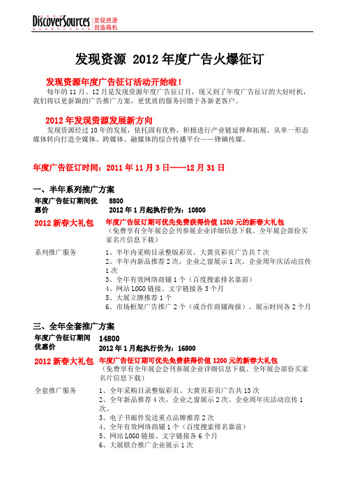 2012发现资源门窗年度广告征订