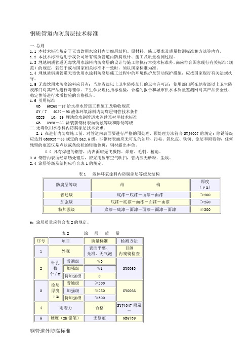 钢质管道内防腐层技术标准