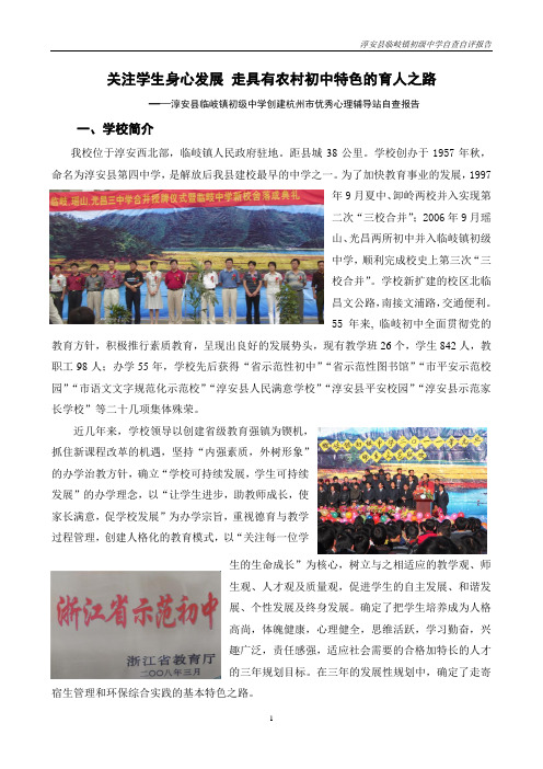 临岐初中创优心理辅导站自查报告(定稿)压缩版