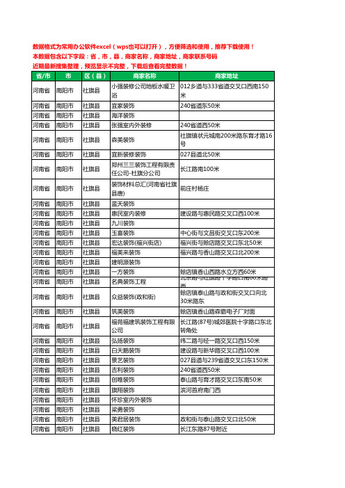 新版河南省南阳市社旗县装修公司工商企业公司名录名单黄页大全90家