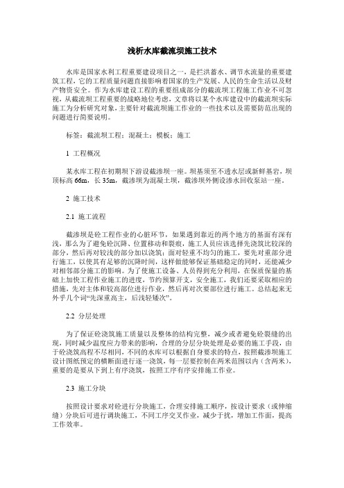 浅析水库截流坝施工技术