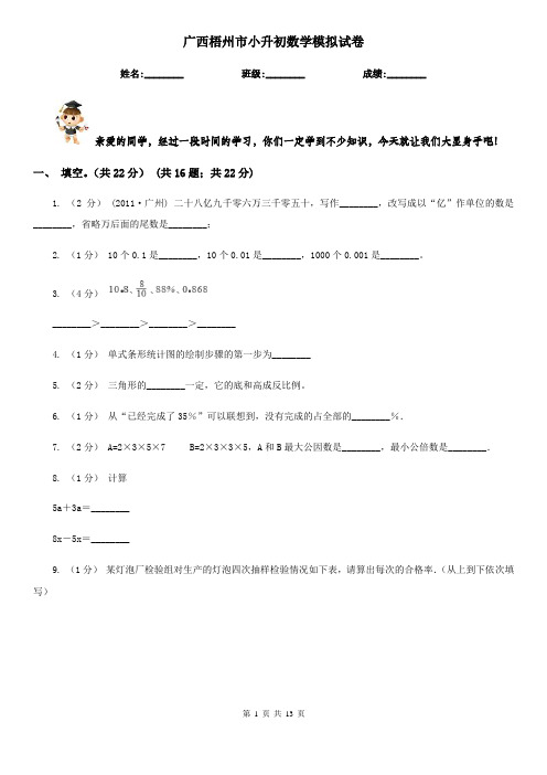 广西梧州市小升初数学模拟试卷
