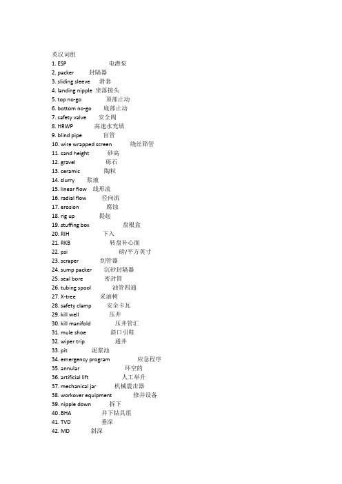 完井专业词汇100条2