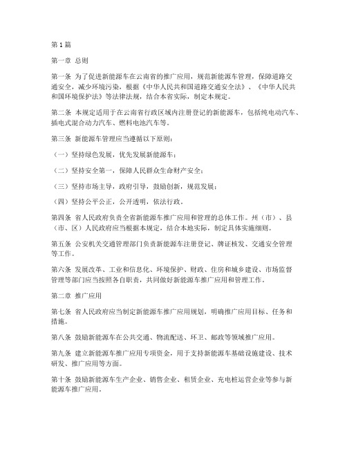 云南新能源车管理规定(3篇)