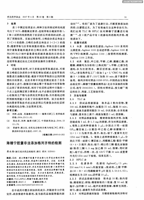 降糖宁胶囊非法添加格列齐特的检测