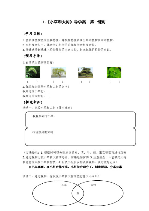 《小草和大树》导学案(1)