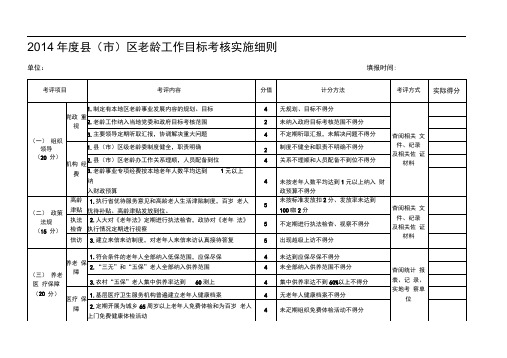 2014年度老龄工作考核表.