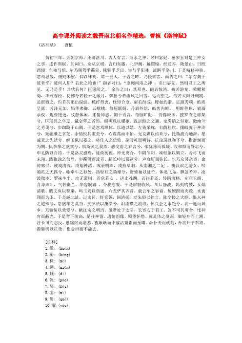 高中语文 课外阅读之魏晋南北朝名作精选 曹植《洛神赋》素材