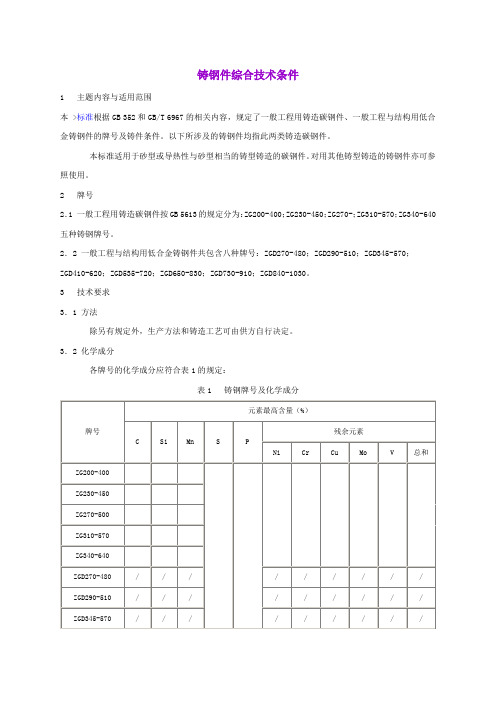 铸钢件综合技术条件