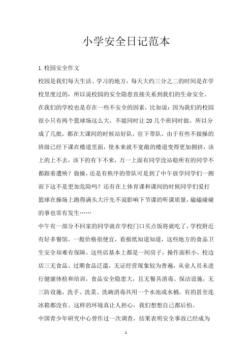 小学安全日记范本