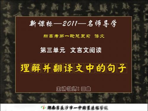 2011高考语文复习课件：文言文(理解并翻译文中的句子)