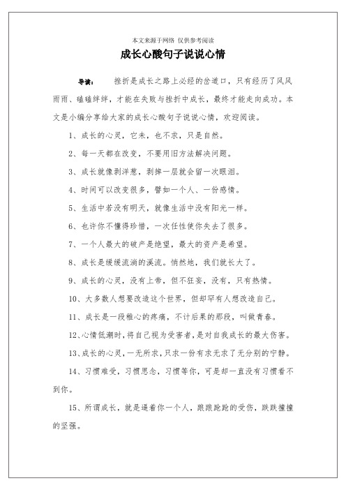 成长心酸句子说说心情