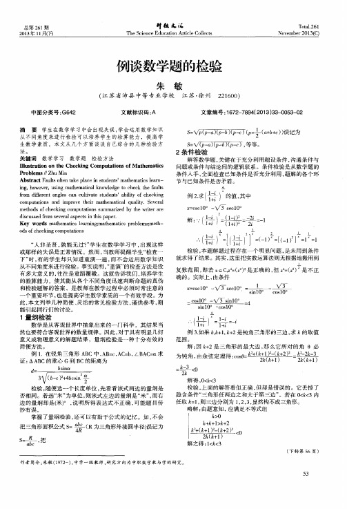 例谈数学题的检验
