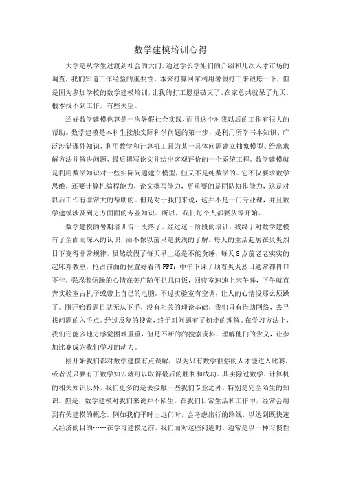 数学建模培训心得
